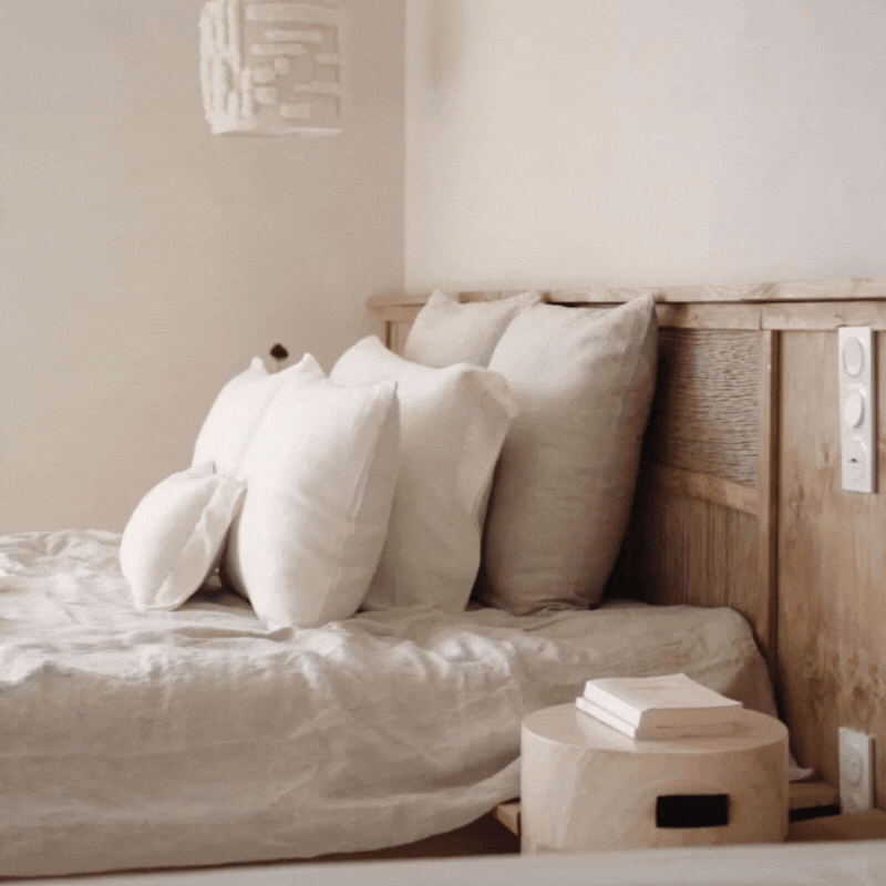 Coussin en lin minimaliste : thème FARM LIFE Coloris Snowy