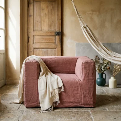 Fauteuil en lin 1 place CUB Brique