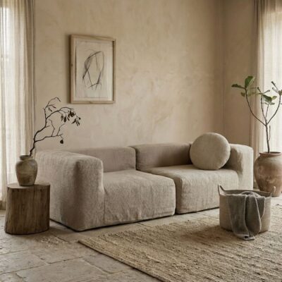 Canapé en lin grosse trame : 2x SLOW COIN Grosse trame