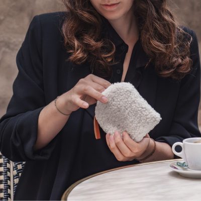 Porte monnaie en fausse fourrure VIVA Beige