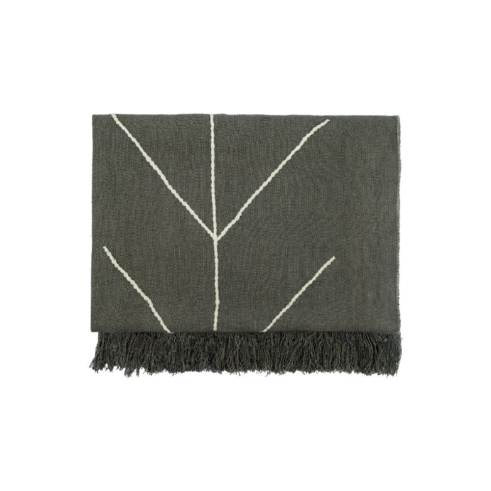 Plaid en lin à motif amérindien 130x230cm 1 Plaid en lin BOREAL en coloris Tilleul du thème AMERINDIEN