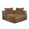 Canapé d'angle SLOW FAMILY en velours chenille en coloris Noisette