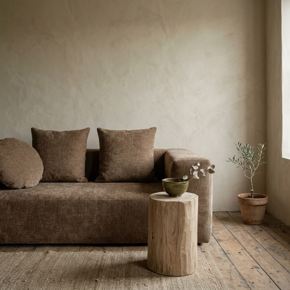 Canapé en velours 3 places URBAN COOPL Noisette