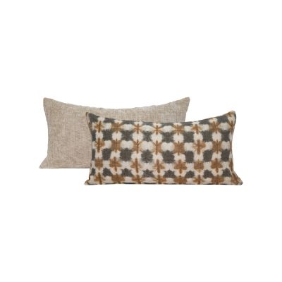 Housse de coussin en velours et lin bi-face 30x60 cm
