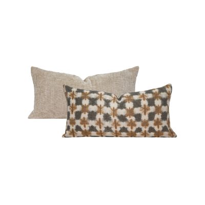 Coussin en velours et lin bi-face 30x60 cm