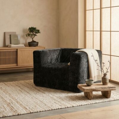 Fauteuil en velours 1 place CUB Anthracite
