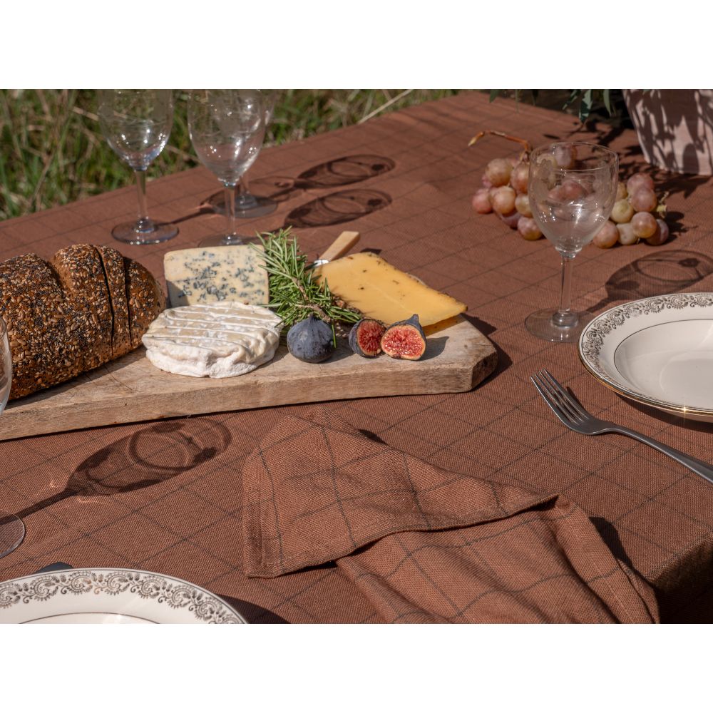 Lot de 2 serviettes de table en coton 2 Nappe et serviette de table en coton coloris Rhum