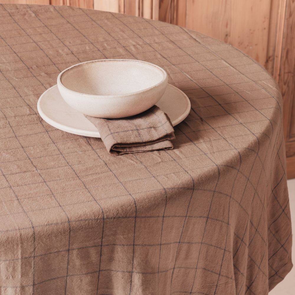 Lot de 2 serviettes de table en coton 3 Nappe en coton à carreaux, Marta, Rhum, serviette de table en coton à carreaux, coloris Rhum, thème Mama Mia