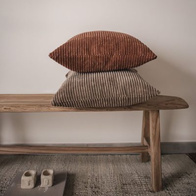 Coussin carré en velours côtelé LOOM Mocca et Cinnamon