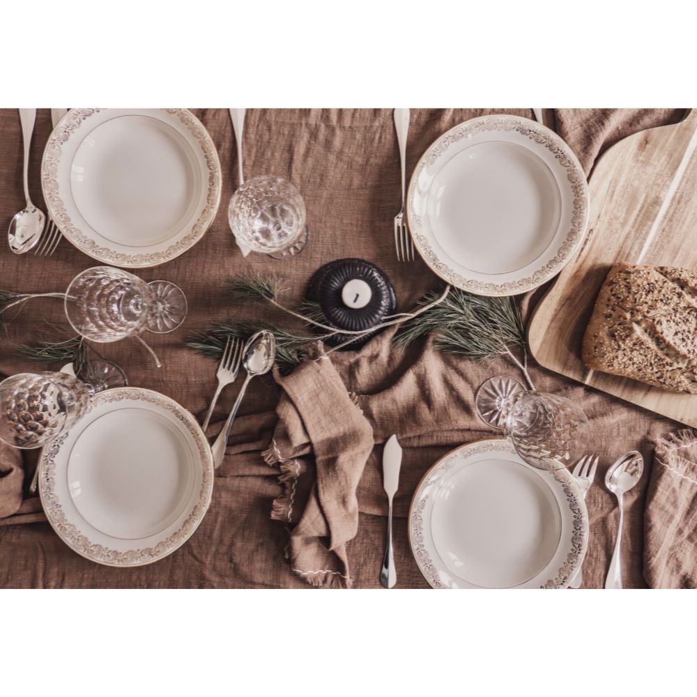 Lot de 2 serviettes de table en coton flammé 5 Nappe en coton flammé MATRIJANA coloris Rhum