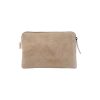 Pochette en cuir, fermeture à zip, TICKET, coloris Greige, thème Velvet Leather