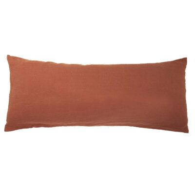 Coussin en lin 30x70, modèle uni, SMOOTHIE, brut- coloris Terre Brûlée