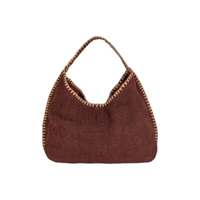 Sac en jute porté épaule NOMAD, coloris Plum, thème Jute