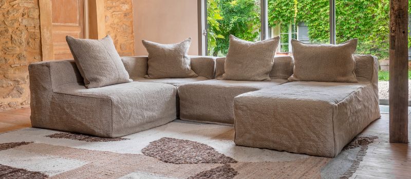 Canapé en lin modulable : ligne URBAN revêtement grosse trame