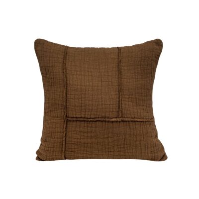 coussin et housse de coussins en coton et lin, 50x50cm, NAXOS, coloris Café, thème Couleurs Locales, packshot