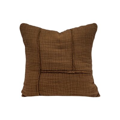 coussin et housse de coussins en coton et lin, 50x50cm, NAXOS, coloris Café, thème Couleurs Locales, packshot