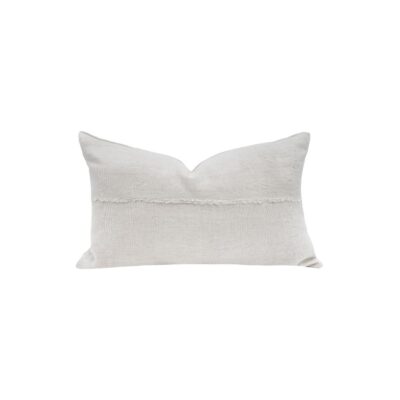 Coussin en lin 25X40cm, HYPOLITE, coloris CHALK/CRAIE, thème HANDMADE