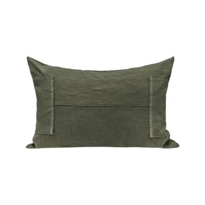 Coussin en lin 40x60cm, HECTOR, coloris KAKI, thème HANDMADE