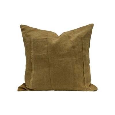 Coussin en lin 50X50cm, HORACE, coloris STEPPE, thème HANDMADE