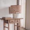 Lampe sur pied en céramique, motifs tuftés