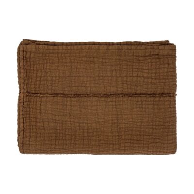 Plaid en coton et lin, 140x200cm, NATTE, coloris Café, thème Couleurs Locales, packshot face