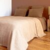 Taie d'oreiller bi-face en lin lavé et coton de percale, modèle DOLBY coloris Châtaigne