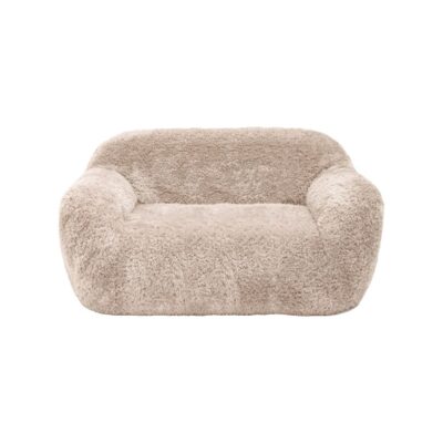 Canapé 2 places en fausse fourrure Ecru