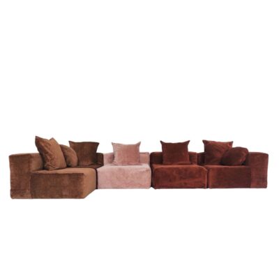 Canapé en velours 5 places avec angle