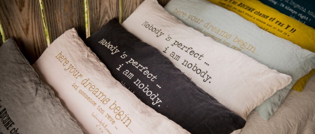 Coussin en lin à message : SMOOTHIE