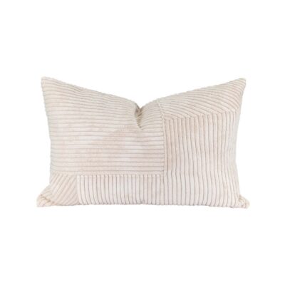 Coussin en velours côtelé 40 x 60 cm - HENRY Ivory