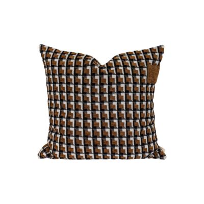 Coussin à motifs géométriques 50x50cm Milo, coloris Cannelle, thème ARTY COUTURE, recto, ah26