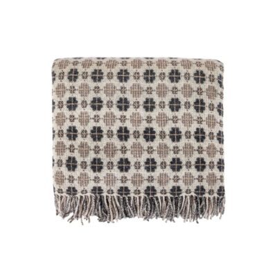 Plaid en laine finition frangée