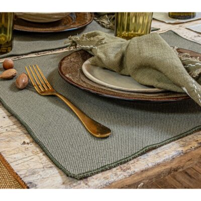 Lot de 2 sets de table finition bourdon : IWAKA Kaki
