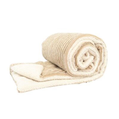 Boutis bi-face en velours côtelé et moumoute DAYTONA, coloris BEIGE, exclu web