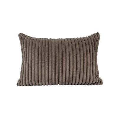 Coussin bi-face en velours côtelé et moumoute DARYL, coloris CACAO, exclu web. Face velours côtelé