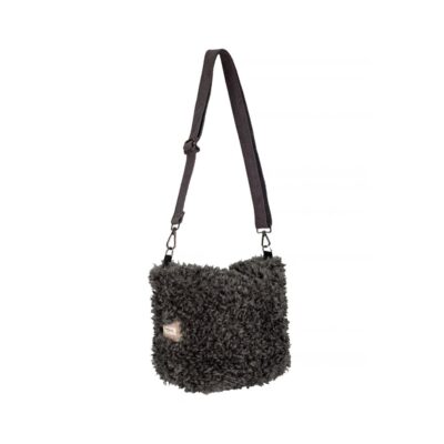 sac bandoulière en fausse fourrure Zuzette coloris Dark Grey thème Refuge and Flowers